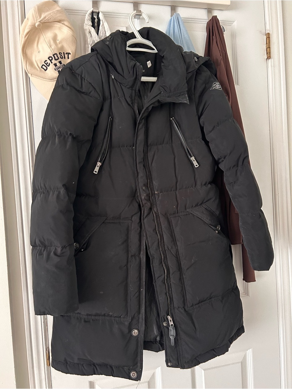 Only Black Long Hooded Puffer Coat